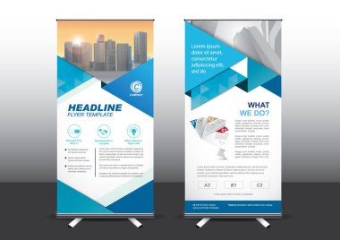 Roll Up vektör çizim şablonu, expo için uygulanan stil için tasarlanmış. Reklam banner, iş modeli dikey.