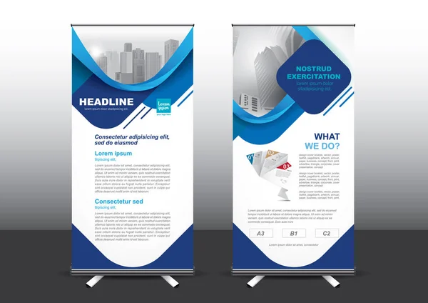 Roll Up Template Vektor Illustration, entworfen für Stil, der auf die Expo angewendet wird. Werbebanner, Geschäftsmodell vertikal. — Stockvektor