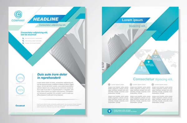 Brochure vectorielle Modèle de mise en page de dépliant, taille A4, page couverture et page arrière, infographies. Facile à utiliser et à modifier. — Image vectorielle