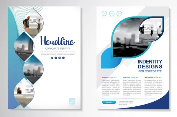 Template-Vektordesign für Broschüre, Jahresbericht, Magazin, Poster, Unternehmenspräsentation, Portfolio, Flyer, Infografik, Layout modern mit blauer Farbgröße A4, Vorder- und Rückseite, Einfach zu bedienen und zu bearbeiten. — Stockvektor