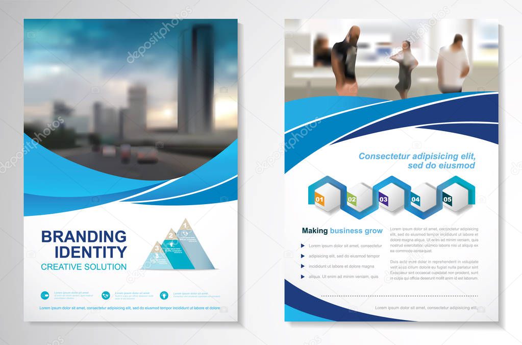 Template vector design for Brochure, AnnualReport, Magazine, Poster, Corporate Presentation, Portfolio, Flyer, infographic, layout modern with blue color size A4, Front and back, Easy to use and edit.