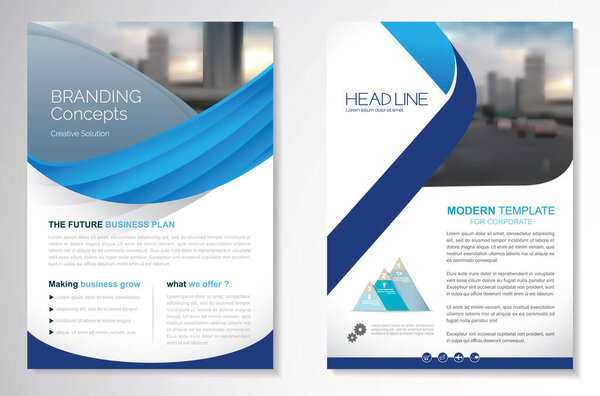 Template vector design for Brochure, AnnualReport, Magazine, Poster, Corporate Presentation, Portfolio, Flyer, infographic, layout modern with blue color size A4, Front and back, Easy to use and edit.