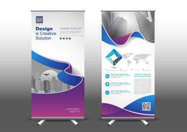 Fuara uygulanan stil için dizayn edilmiş, katlanabilir şablon vektör çizimi. Reklam pankartları, iş modeli dikey.