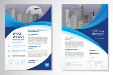 Broşür, Yıllık Rapor, Dergi, Poster, Kurumsal Sunum, Portföy, Flyer, Infographic, mavi renk boyutu A4, Ön ve Arkası ile modern tasarım, Kullanımı ve düzenlemesi kolay.