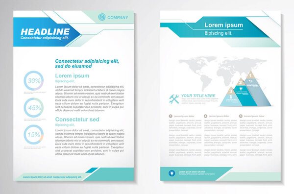 Template vector design for Brochure, AnnualReport, Magazine, Poster, Corporate Presentation, Portfolio, Flyer, infographic, layout modern with blue color size A4, Front and back, Easy to use and edit.