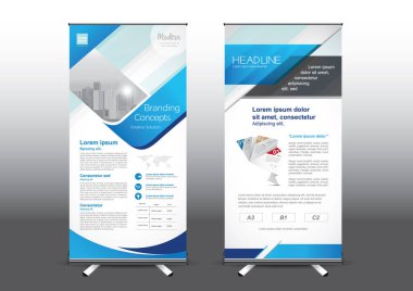 Fuara uygulanan stil için dizayn edilmiş, katlanabilir şablon vektör çizimi. Reklam pankartları, iş modeli dikey.