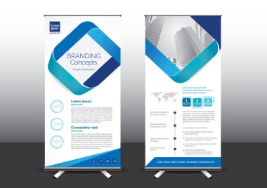 Fuara uygulanan stil için dizayn edilmiş, katlanabilir şablon vektör çizimi. Reklam pankartları, iş modeli dikey.