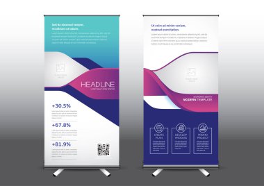 Fuara uygulanan stil için dizayn edilmiş, katlanabilir şablon vektör çizimi. Reklam pankartları, iş modeli dikey.