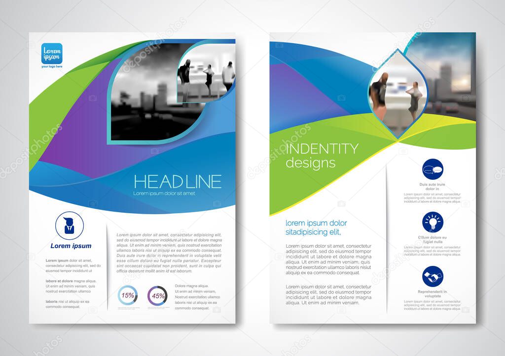 Template vector design for Brochure, AnnualReport, Magazine, Poster, Corporate Presentation, Portfolio, Flyer, infographic, layout modern size A4, Front and back, Easy to use and edit.