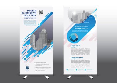 Fuara uygulanan stil için dizayn edilmiş, katlanabilir şablon vektör çizimi. Reklam pankartları, iş modeli dikey.