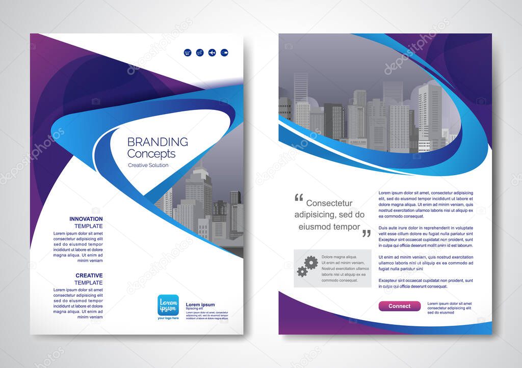 Template vector design for Brochure, AnnualReport, Magazine, Poster, Corporate Presentation, Portfolio, Flyer, infographic, layout modern size A4, Front and back, Easy to use and edit.