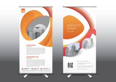 Fuara uygulanan stil için dizayn edilmiş, katlanabilir şablon vektör çizimi. Reklam pankartları, iş modeli dikey.