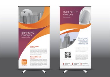 Fuara uygulanan stil için dizayn edilmiş, katlanabilir şablon vektör çizimi. Reklam pankartları, iş modeli dikey.