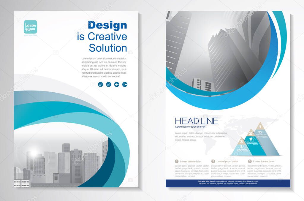 Template vector design for Brochure, AnnualReport, Magazine, Poster, Corporate Presentation, Portfolio, Flyer, infographic, layout modern size A4, Front and back, Easy to use and edit.