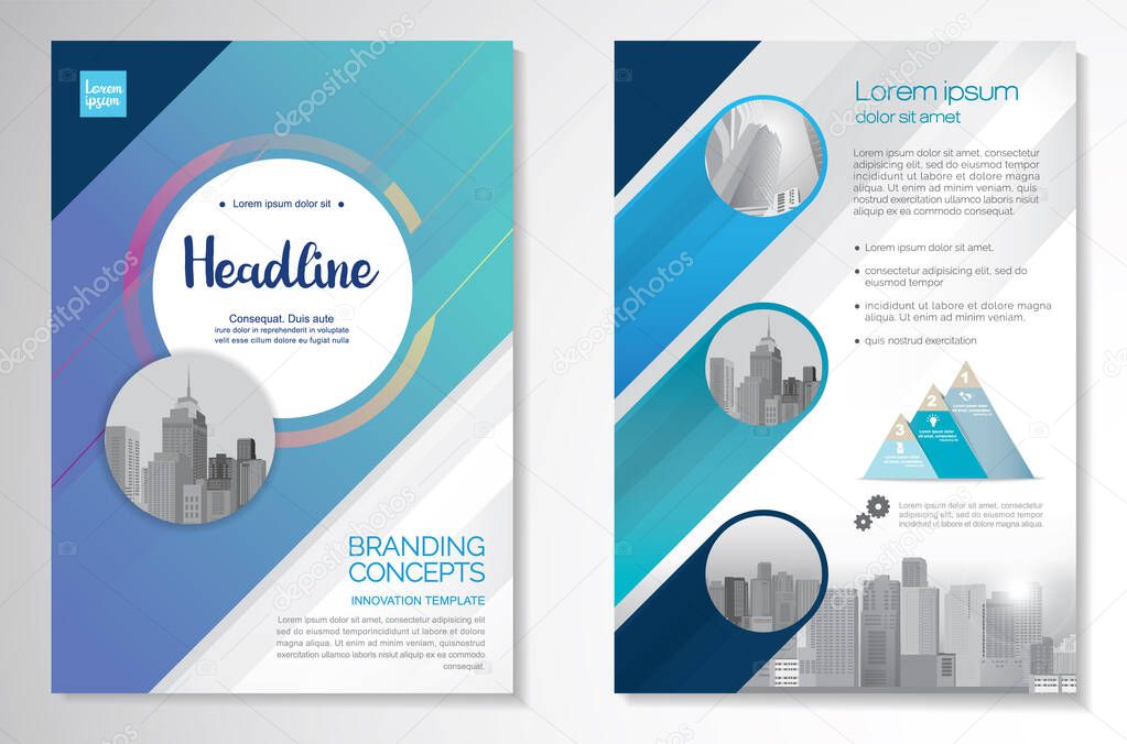 Template vector design for Brochure, AnnualReport, Magazine, Poster, Corporate Presentation, Portfolio, Flyer, infographic, layout modern size A4, Front and back, Easy to use and edit.