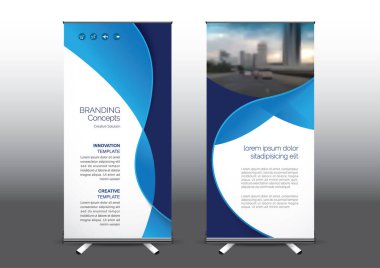 Fuara uygulanan stil için dizayn edilmiş, katlanabilir şablon vektör çizimi. Reklam pankartları, iş modeli dikey.