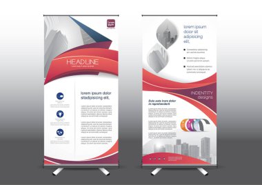 Fuara uygulanan stil için dizayn edilmiş, katlanabilir şablon vektör çizimi. Reklam pankartları, iş modeli dikey.
