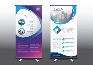 Fuara uygulanan stil için dizayn edilmiş, katlanabilir şablon vektör çizimi. Reklam pankartları, iş modeli dikey.