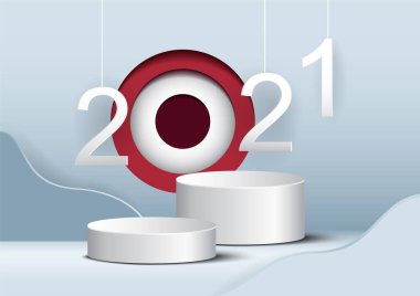 Mutlu Noeller ve yeni yıl 2021 tasarımı. Görüntü için yuvarlak kaide, tasarım için platform.