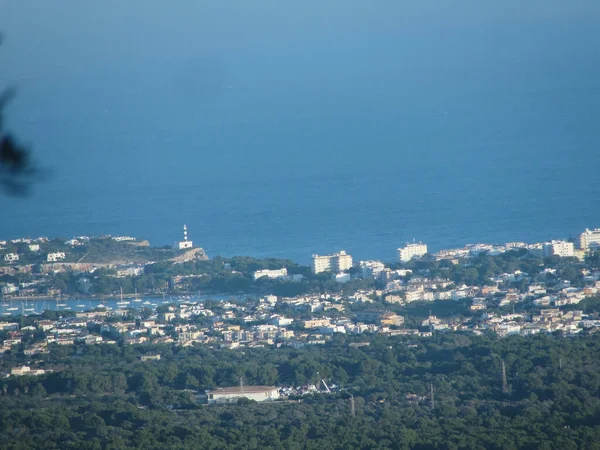 Klippor Och Porto Colom Fyr Europa Spanien Balearerna Mallorca Porto — Stockfoto