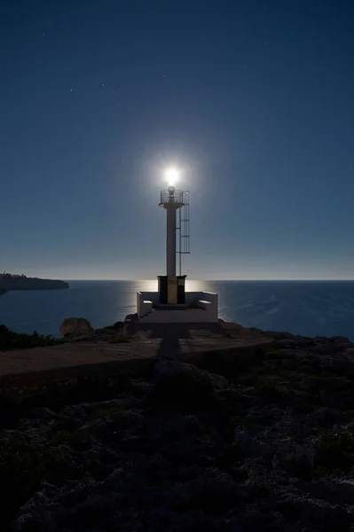 Porto Petro Falu Majorca Baleár Szigetek Spanyolország Európa Éjszaka Ahogy — Stock Fotó