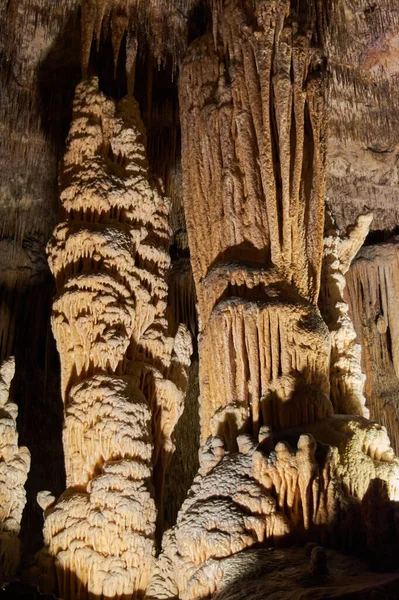 Growth Shrinkage Constant Cycle Limestone Formations Stalactites Stalagmites Columns Epelothems — Stock Photo, Image