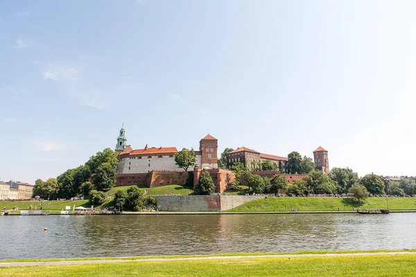 Vista Sul Castello Wawel Dal Fiume Vistola Cracovia Polonia — Foto Stock