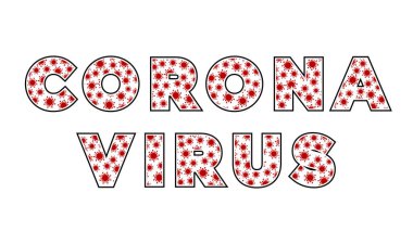 Coronavirus sözcük dizayn vektörü beyaz arkaplanda izole edildi