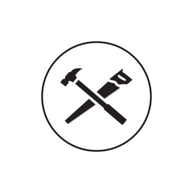 Beyaz arkaplanda el testeresi Hummer daire çizgileri simge vektörü