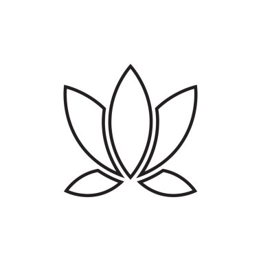 Beyaz arkaplanda izole edilmiş basit çizgiler lotus simgesi vektörü