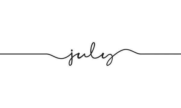 July Word Handwritten Design Vector — Stock Vector