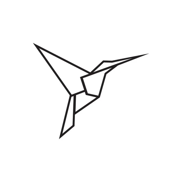 Colibri Kolibrie Vlieg Origami Papier Pictogram Ontwerp Concept — Stockvector