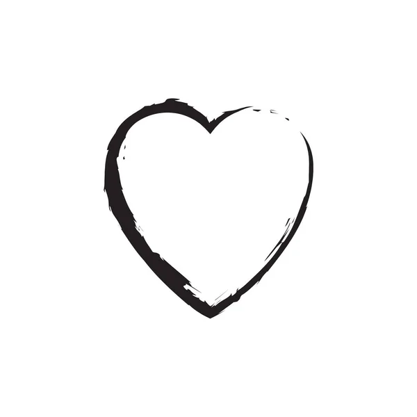 Brush Heart Icon Symbol Vector White Background — Stock Vector