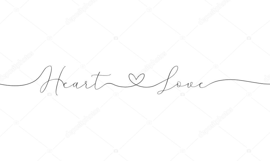 heart love script text with line heart design vector