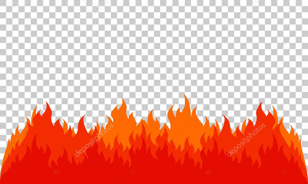 blazing fire background transparent. vector illustration.	