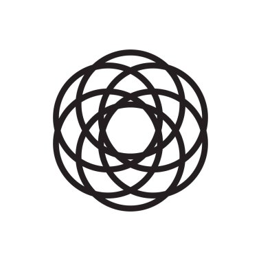 Beyaz arkaplanda çember çizgisi atom simgesi vektörü