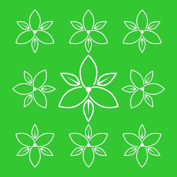 Lignes Motif Fleur Jasmin Blanc Motif Vecteur Sur Fond Vert — Image vectorielle