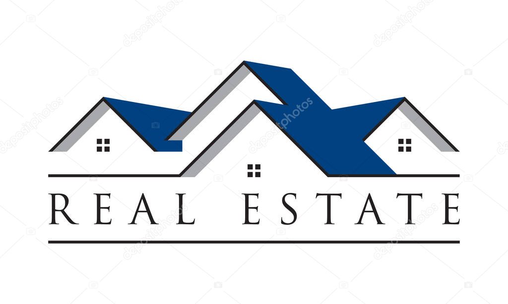 blue real estate logo design template