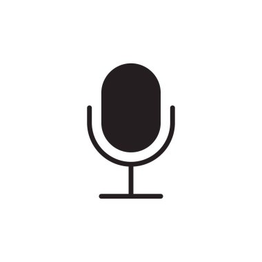 siyah basit mikrofon simgesi vektörü beyaz arkaplanda izole edildi