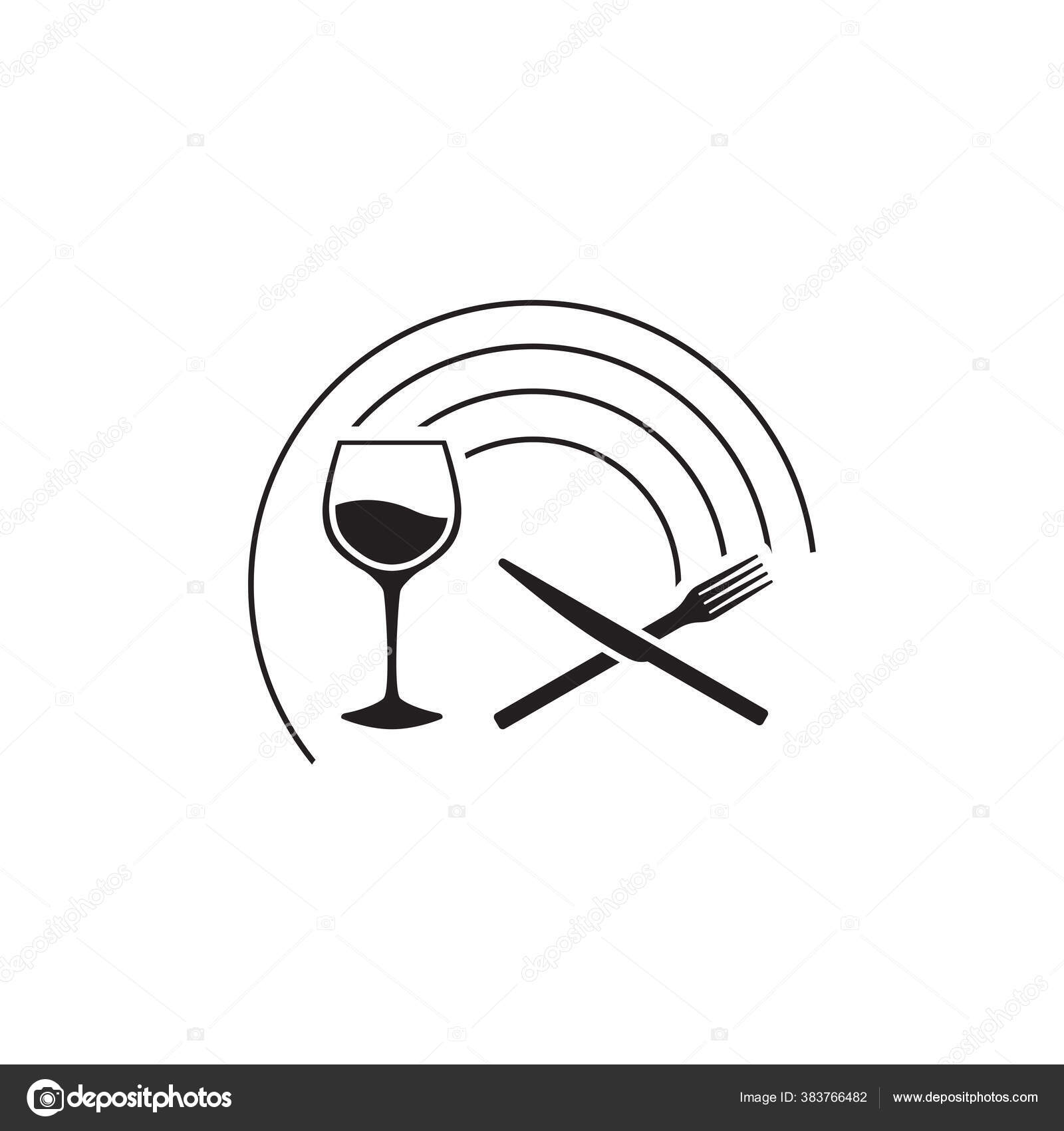 Wineglass Crossed Knife Fork Logo Design Concept Stock Vector by ©regara  383766482, image size:1600x1700