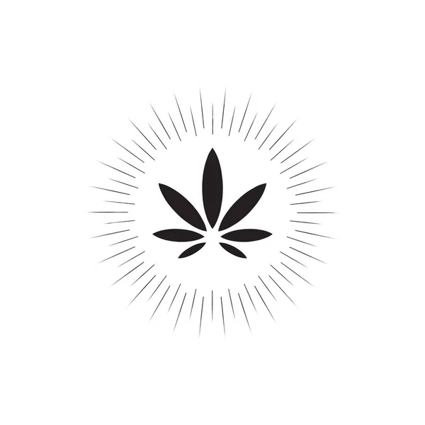 Сонячне Світло Іконою Листя Канабісу Вектор Дизайну — стоковий вектор