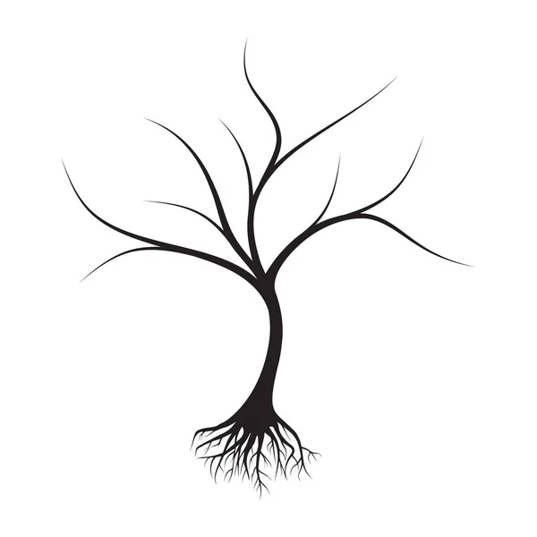 根のデザインベクトルイラストの枯れ木 — ストックベクタ