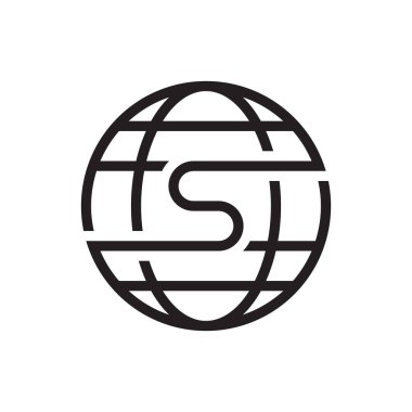 S küresel harfi logo tasarım vektörü