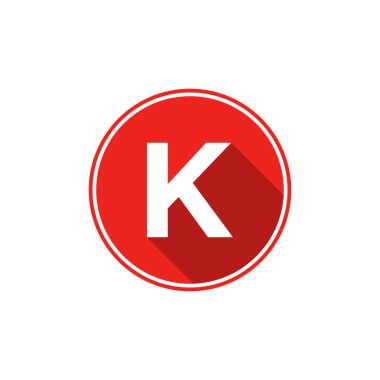 Kırmızı logo dizayn vektöründe gölgesi olan K harfi