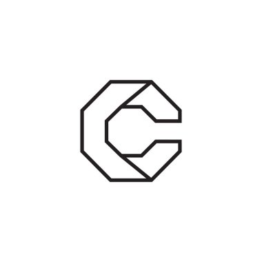 C geometrik altıgen harf çizgi logo tasarım vektörü