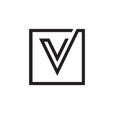 V kare harf çizgileri logo tasarım vektörü