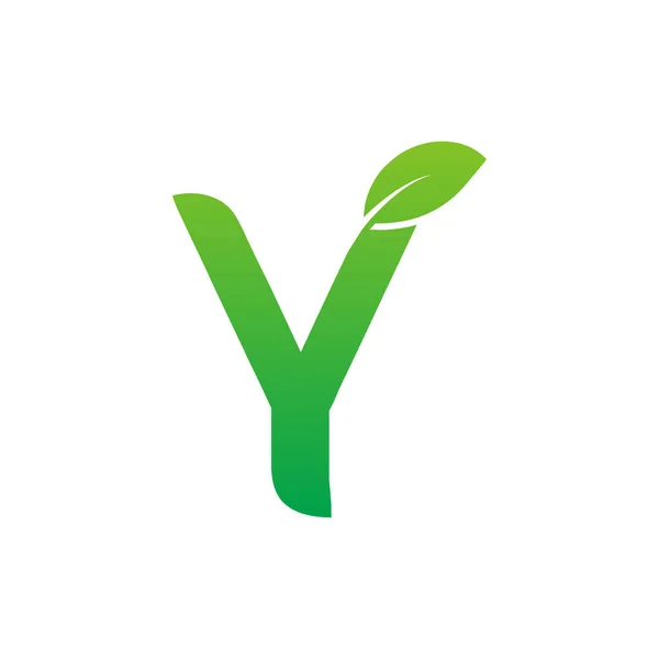 Verde Hoja Letra Logo Diseño Vector — Vector de stock