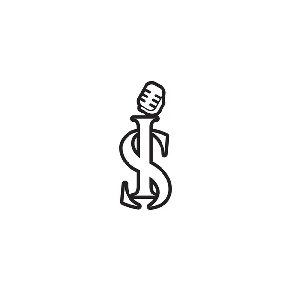 Mikrofone Buchstaben Linien Logo Design Konzept — Stockvektor