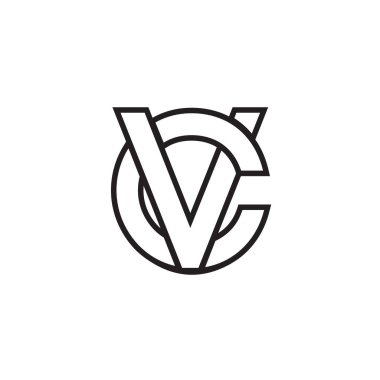 C V / V C harf çizgileri logo tasarım vektörü
