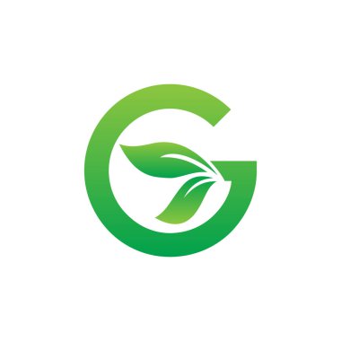 G yapraklı harf logo tasarım vektörü